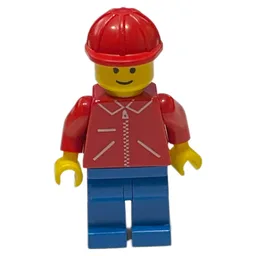 Man, Red Jacket with Zipper, Blue Legs, Red Hard Hat
