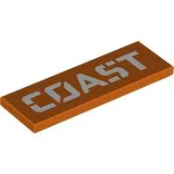 Tile 2 x 6 with White 'COAST' Print / Reddish Orange