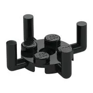 Plate Special Round 2 x 2 with Pin Hole and 4 Bars Up / Black