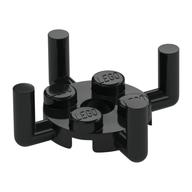Lego Plate Special Round 2 x 2 with Pin Hole and 4 Bars Up / Black