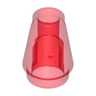 Cone 1 x 1 [Top Groove] / Trans-Red