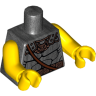 Lego Torso Armor, Muscles, Copper Wolf , Copper/Dark Brown Belt Print, Yellow Arms and Hands / Pearl Titanium
