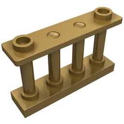 Fence Spindled 1 x 4 x 2 [2 Top Studs] / Pearl Gold