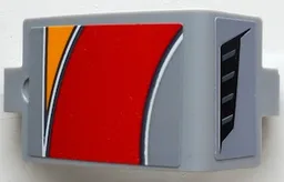 Technic, Panel Curved 3 x 5 x 3 with Bright Light Orange, Red and White Curved Stripes and Air Vent Pattern Model Left Side (Stickers) - Set 42098