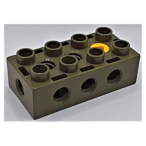 Lego Duplo Toolo Brick 2 x 4 with Holes on Sides and Top and 1 Screw in Top / Dark Gray