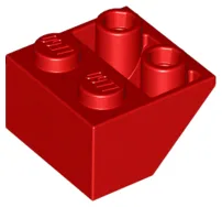 Brick Sloped Inverted 45° 2 x 2 [Ovoid Bottom Pin, Bar-sized Stud Holes] / Red