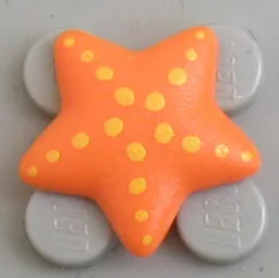 Clikits Icon, Star 2 x 2 Small with Pin [Frosted] Yellow Spots as Starfish Print / Orange