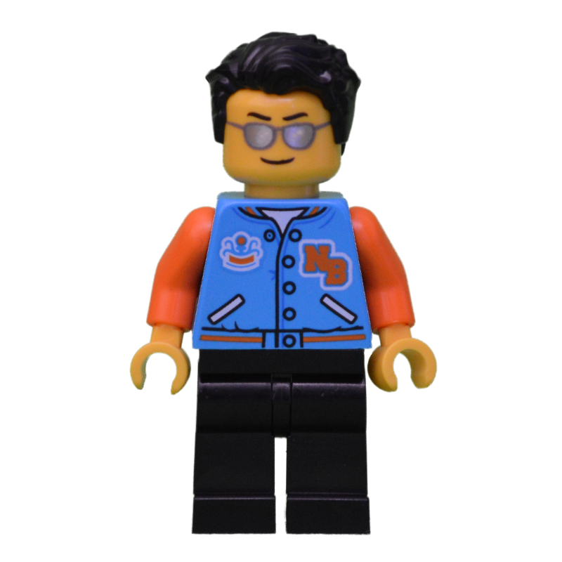 Lego Dark Azure Torso, Black Legs, Black Hair, Sunglasses