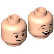 Minifig Head Chandler, Dark Brown Eyebrows, Smile / Laughing Print / Light Nougat