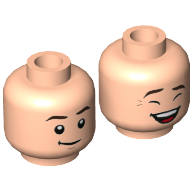 Lego Minifig Head Chandler, Dark Brown Eyebrows, Smile / Laughing Print / Light Nougat