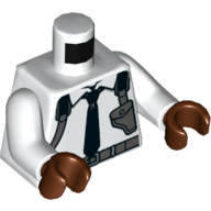 Lego Torso Shirt, Black Tie, Grey Belt, Shoulder Holster Print, White Arms, Reddish Brown Hands / White