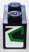 Brick 1 x 2 with Green and Black Pattern on End Model Right Side (Sticker) - Set 8898