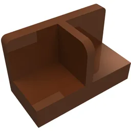 Panel 1 x 2 x 1 with Rounded Corners and Central Divider / Reddish Brown