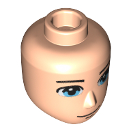 Lego Minidoll Head Male Bright Light Blue Eyes print / Light Nougat