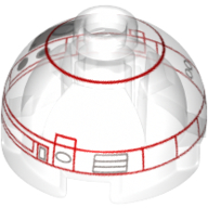 Lego Brick Round 2 x 2 Dome Top, Hollow Stud with Red Imperial Astromech Droid Print / Trans-Clear