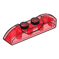 Lego Brick Curved 1 x 4 with Sloped Ends and Two Top Studs / Trans-Red