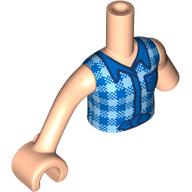 Lego Minidoll Torso with Left Limb Reduction, Light Nougat Arms and Hand with Blue/Bright Light Blue Plaid Shirt print / Light Nougat