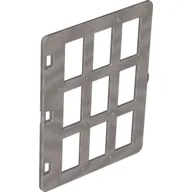 Duplo Door 1 x 4 x 4 with Nine Panes / Flat Silver