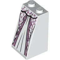 Brick Sloped 75° 2 x 2 x 3 [Solid Studs] with White Dress, Lavender Pattern Print