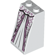 Lego Brick Sloped 75° 2 x 2 x 3 [Solid Studs] with White Dress, Lavender Pattern print / White