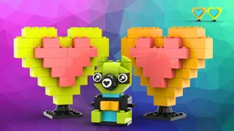 11027 Teddy bear and 2 hearts