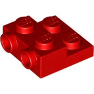 Plate Special 2 x 2 x 2/3 with Two Studs On Side and Two Raised [Solid Anti-stud] / Red