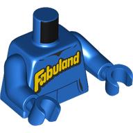 Lego Torso, Yellow 'FABULAND' print, Blue Arms and Hands / Blue