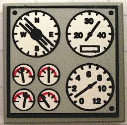 Tile 2 x 2 with Ship Controls Pattern (Sticker) - Set 8839