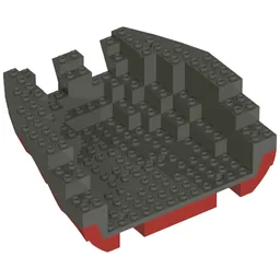 Boat Hull Section, Large Stern 14 x 16 x 5 1/3 with Dark Gray Top [Complete Assembly] / Red