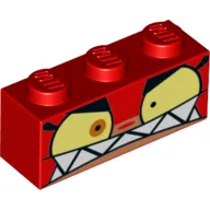 Brick 1 x 3 with Unikitty Angry, Big Mouth, Sharp Teeth Print