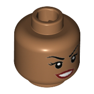 Lego Minifig Head Barbara Gordon, Eyebrows, Beauty Mark, Red Lips Print [Hollow Stud] / Medium Nougat