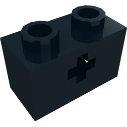 Technic Brick 1 x 2 with Axle Hole Type 1 [+ Opening] and Bottom Pin / Black