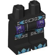 Lego Hips and Black Legs with Silver/Dark Azure Belt, Knee Straps, Purple Coat Tails print / Black