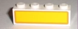 Brick 1 x 4 with Brown Rectangle on Yellow Background Pattern (Sticker) - Set 7733