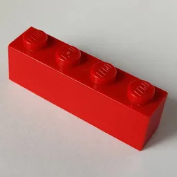 Brick 1 x 4 with Bottom Tubes, Lowered Center Cross Support / Red