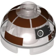 Brick Round 2 x 2 Dome Top with Dark Brown with Silver Band Astromech Droid Print (R3-M2)