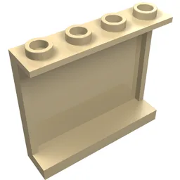 Panel 1 x 4 x 3 [Side Supports / Hollow Studs] / Tan