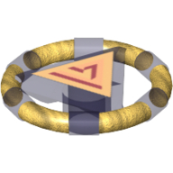 Lego Ring with Centre Triangle with Gold Bands and Triangle Print [Atlantis Key]
