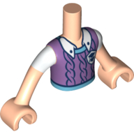 Lego Minidoll Torso Boy with Lavender Shirt, Badge, Azure Belt print / Light Nougat