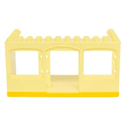 Duplo Building 6 x 12 x 5 with Center Door and Two Windows with Bright Light Orange Bottom (Caravan) / Bright Light Yellow