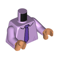 Lego Torso, Shirt, Dark Purple Dotted Tie, Lavender Arms, Nougat Hands / Lavender
