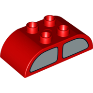 Lego Duplo Brick 2 x 4 Curved Top with Double Window print on Both Sides