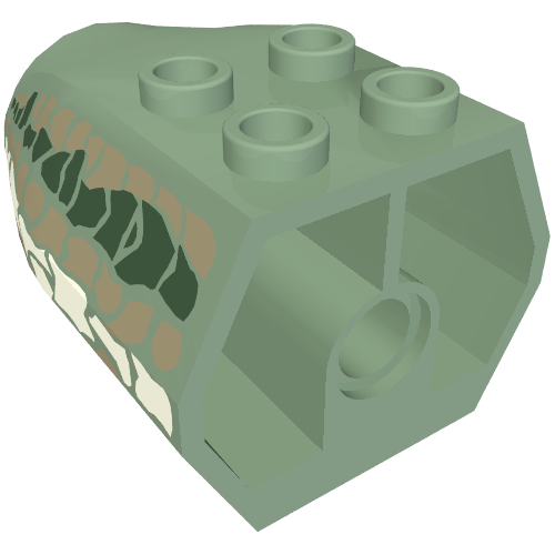 Lego Animal Body Part, Snake / Serpent Body, Basilisk with Scales Print / Sand Green