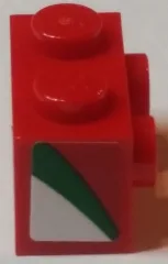 Brick, Modified 1 x 2 with Studs on 1 Side with Red, Green, and White Pattern Model Right Side (Sticker) - Set 75908
