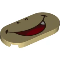 Tile Round 2 x 4 with Smiling Mouth with 1 Tooth (Bowser Jr) Print / Tan