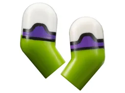 Arm, (Matching Left and Right) Pair with Molded White Short Sleeves and Printed Black and Dark Purple Hems Pattern / Lime