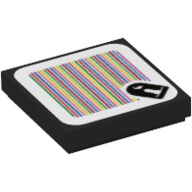 Lego Tile 2 x 2 with Bullet Bill and Barcode Print (Sticker) / Black