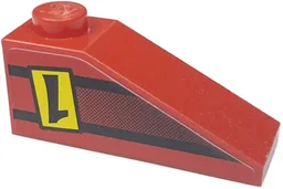 Slope 33 3 x 1 with Upside-down Black Number 1 on Yellow Rectangle Pattern Model Left Side (Sticker) - Set 8209
