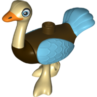 Lego Duplo Animal Ostrich with Orange Beak, Medium Azure Wings and Tail Feathers (Merc) / Tan