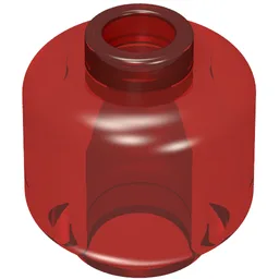 Minifig Head [Plain] [Vented Stud - 2 Holes] / Trans-Red
